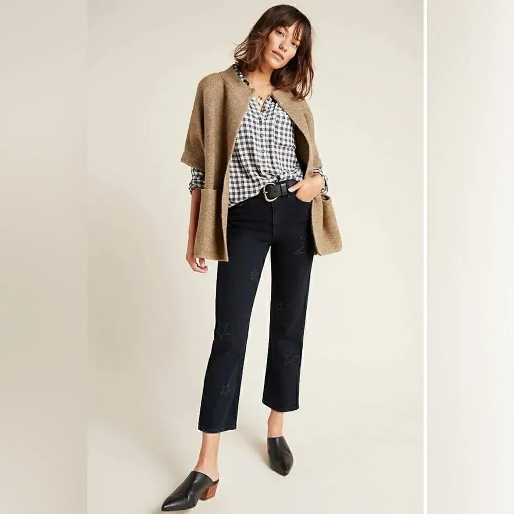 Anthropologie Sundry Stars Ultra High-Rise Straight Black Jeans